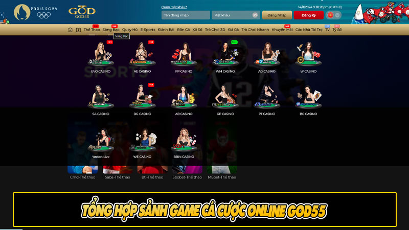 Tổng hợp sảnh game cá cược online God55